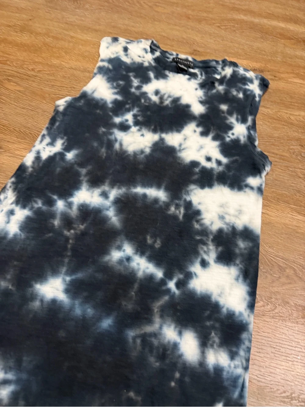 NWT Sanctuary Indigo Tie Dye Sleeveless Midi Dress Small Blue White Camo